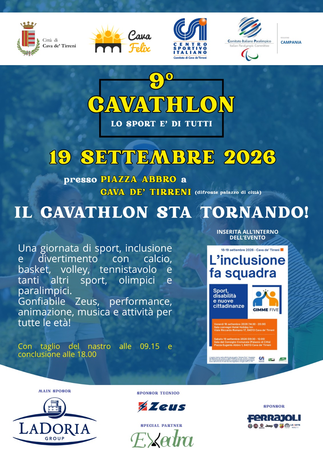 Cavathlon 9° edizione, Cava De' Tirreni (SA) 19 settembre 2026