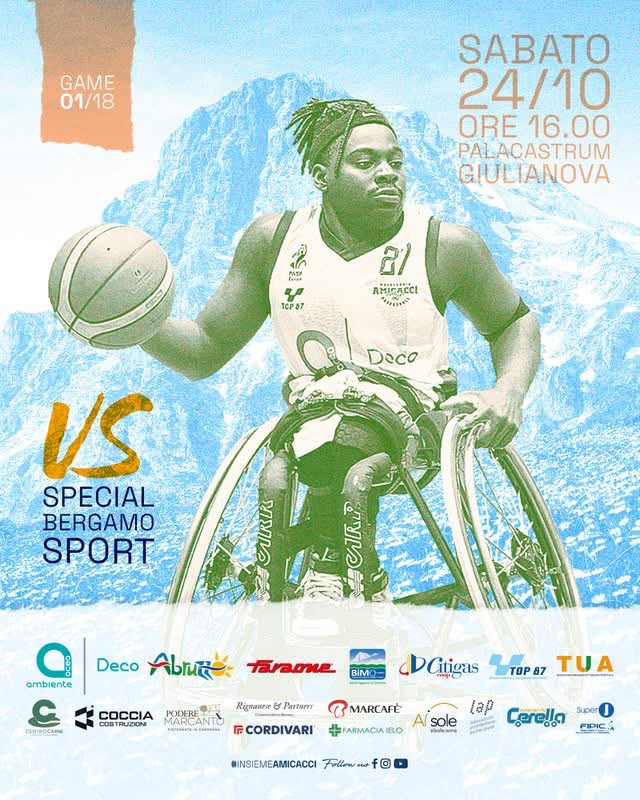 Locandina prima partita di Campionato Wheelchair Basket a Giulianova