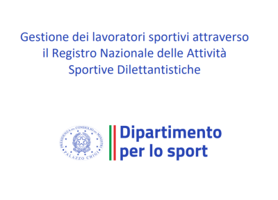VADEMECUM PER LA GESTIONE DEI LAVORATORI SPORTIVI