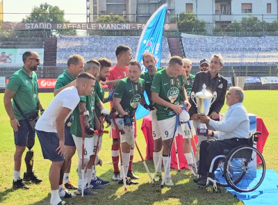 Premiazione Calcio Amputati a Fano con il Presidente CIP Marche Luca Savoiardi