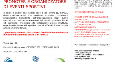 CORSO GRATUITO PROMOTER E ORGANIZZATORI DI EVENTI SPORTIVI