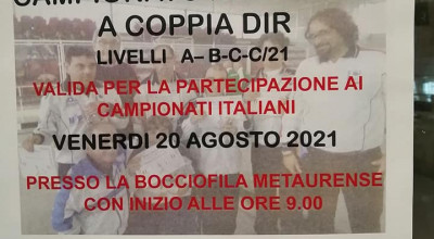 CAMPIONATO REGIONALE A COPPIA DIR... Livelli A-C21 B. C 19 coppie Partecipanti