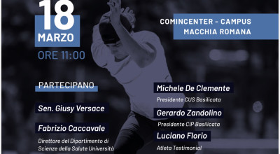 Unibas e la cultura sportiva paralimpica: appuntamento mercoledì...