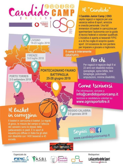 CANDIDO JUNIOR CAMP DI BASKET IN CARROZZINA - BATTIPAGLIA E PONTECAGNANO (SA)...