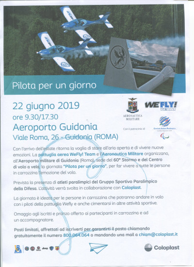 PILOTA PER UN GIORNO AEROPORTO DI GUIDONIA 22 GIUGNO 2019