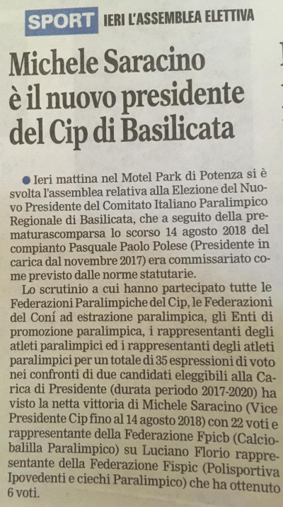 Elezioni CIP Basilicata - Saracino