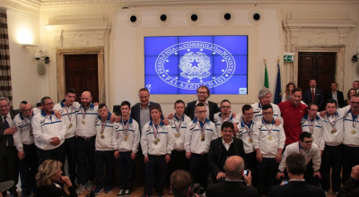 La Nazionale Italiana di Calcio a 5 Fisdir campione del Mondo ricevuta dal Mi...
