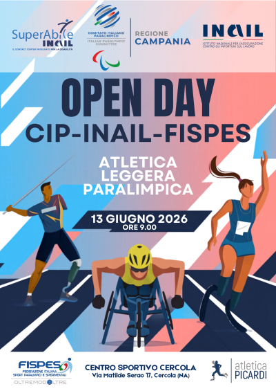 Open Day Cip-Inail-Fispes di atletica leggera - Cercola (NA) 13 giugno 2026