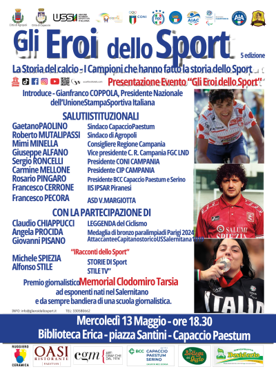 Gli Eroi dello Sport, Capaccio-Paestum (SA) 13 maggio 2026