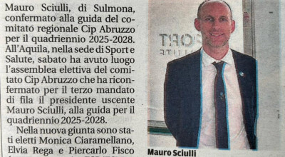 Confermato alla guida del CIP ABRUZZO Sciulli Mauro