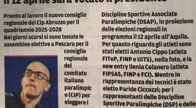 Composto il Consiglio Regionale Paralimpico del CR CIP ABRUZZO