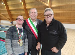 Inaugurazione piscina San Benedetto del Tronto - Francesco Fiscaletti, Sindaco  Antonio Spazzafumo, Presidente provinciale di Ascoli piceno per il CIP Marche Domenico Tossichetti 