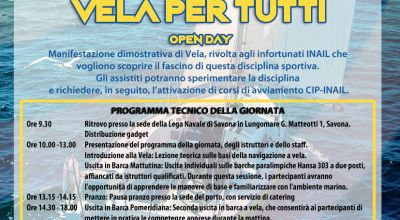 Vela per Tutti: Domani a Savona l'Open Day per gli Infortunati INAIL