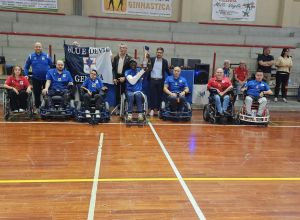 Premiazione dei vincitori per torneo di hockey in carrozzina a Marotta Mondolfo