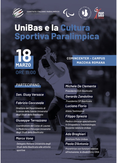 Unibas e la cultura sportiva paralimpica: appuntamento mercoledì...