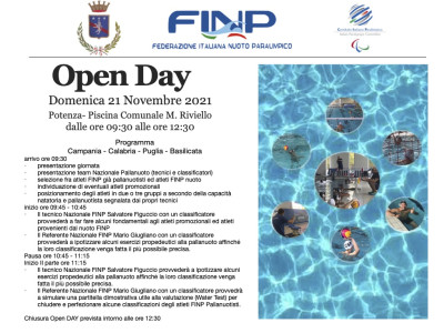 TUTTI INVITATI ALL'OPEN DAY DI PALLANUOTO PARALIMPICA IN PROVINCIA DI POTENZA