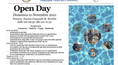 TUTTI INVITATI ALL'OPEN DAY DI PALLANUOTO PARALIMPICA IN PROVINCIA DI POTENZA