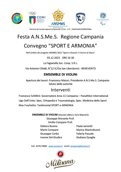 Ansmes Sport e Armonia, Benevento 3 dicembre 2022