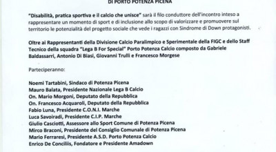 Evento di presentazione Lega B For Special Porto Potenza Calcio