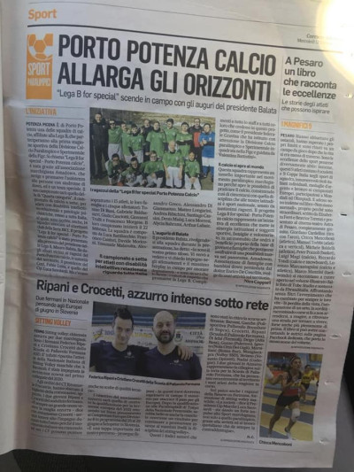 Corriere Adriatico consueta pagina quindicinale dedicata agli Sport Paralimpi...