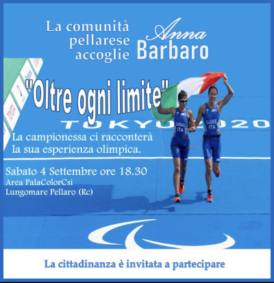 PELLARO ACCOGLIE LA CAMPIONESSA ANNA BARBARO - SABATO 4 SETTEMBRE