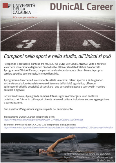 Campioni nello sport e nello studio, all’Unical si può