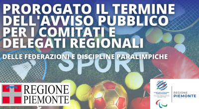 Proroga termini Piano Regionale per la Promozione sportiva 2023/2024