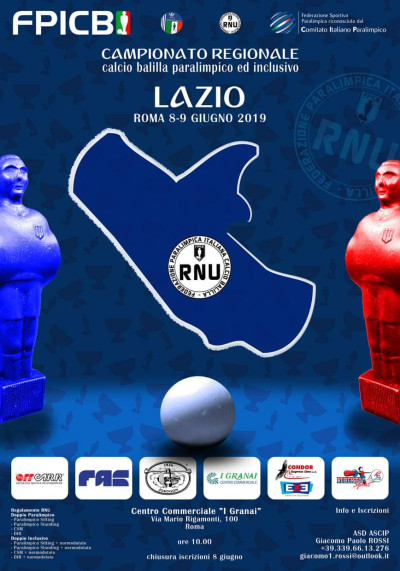 CAMPIONATO REGIONALE DI CALCIOBALILLA PARALIMPICO Roma 08 Giugno 2019
