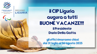 Chiusura estiva degli uffici CIP Liguria