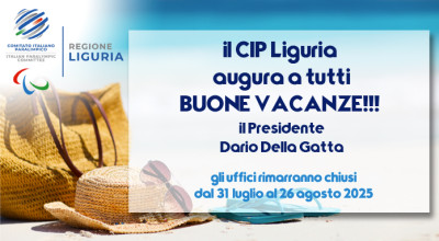Chiusura estiva degli uffici CIP Liguria