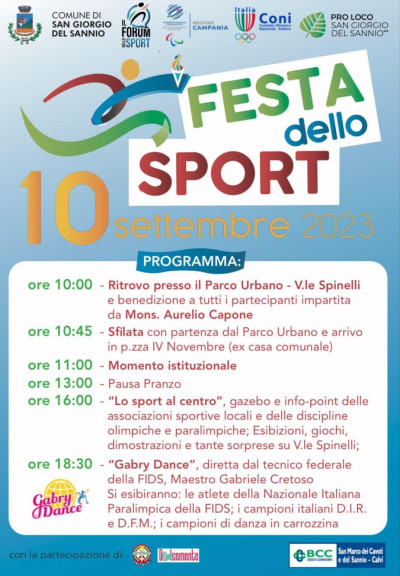 Festa dello Sport, San Giorgio del Sannio (Bn), 10 settembre 2023