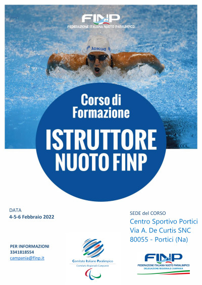 CORSO DI FORMAZIONE ISTRUTTORE NUOTO FINP, PORTICI (NA) 4-5-6 FEBBRAIO 2022