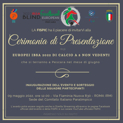 A Pescara gli Europei di Calcio a 5 non vedenti, vernissage a Roma il 9 maggio
