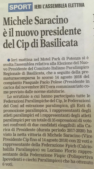 Elezioni CIP Basilicata - Saracino 