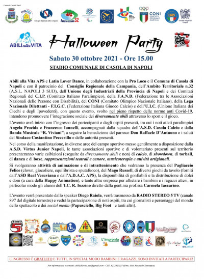 HALLOWEEN PARTY, STADIO COMUNALE CASOLA DI NAPOLI 30 OTTOBRE 2021