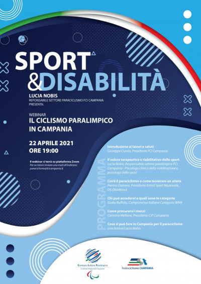 IL CICLISMO PARALIMPICO IN CAMPANIA - WEBINAR 22 APRILE 2021 ORE 19:00