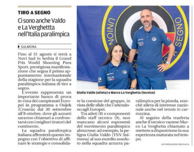 Tiro a segno paralimpico: presenti 2 abruzzesi