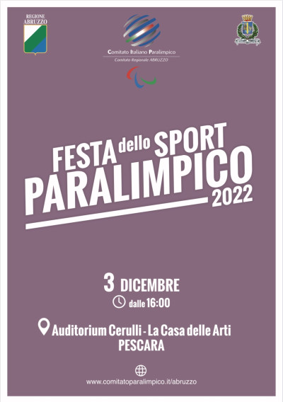 Il 3 dicembre si terrà a Pescara l “Festa dello Sport Paralimpic...