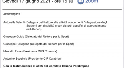 Webinair SPORT E INCLUSIONE : DALLA PRATICA SPORTIVA AMATORIALE AI GIOCHI PAR...