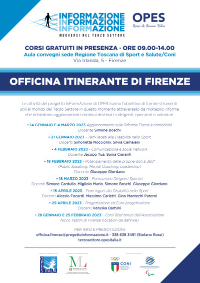 OFFICINA ITINERANTE DI FIRENZE - Corsi gratuiti in presenza