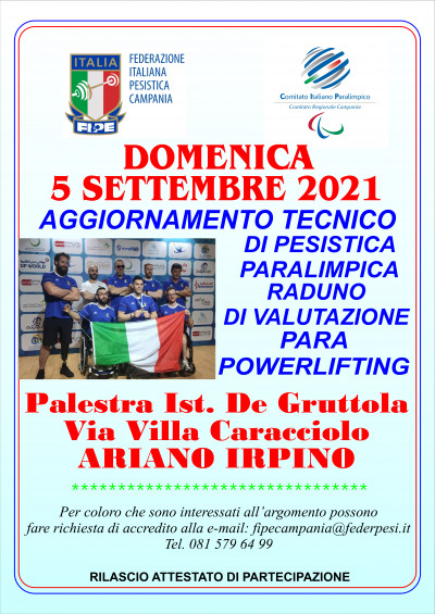 AGGIORNAMENTO TECNICO DI PESISTICA PARALIMPICA - ARIANO IRPINO (AV) 5 SETTEMB...