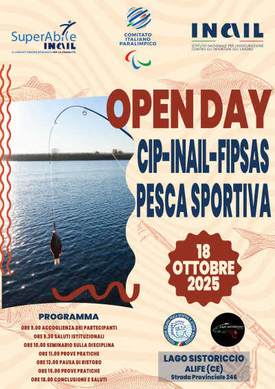 Open Day Cip-Inail-Fipsas di Pesca Sportiva, Alife (Ce) 18 ottobre 2025