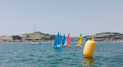 Le coloratissime imbarcazioni Hansa 303 in regata nelle acque antistanti Port...