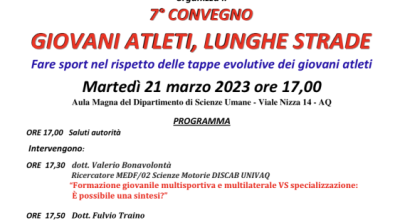 Domani il convegno “Giovani atleti, lungo le strade”