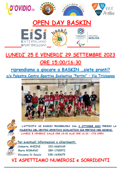 OPEN DAY BASKET E BASKIN: APPUNTAMENTO IL 25 ED IL 29 SETTEMBRE