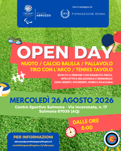 AVVISO apertura iscrizioni per Open Day Multidisciplinare 2026 a Sulmona