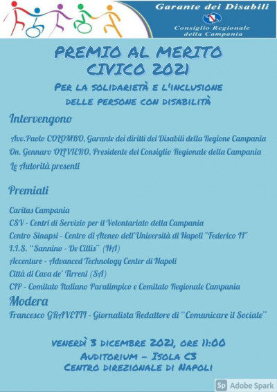 PREMIO AL MERITO CIVICO 2021, NAPOLI 3 DICEMBRE 2021