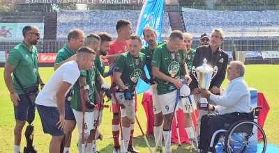 Premiazione Calcio Amputati a Fano con il Presidente CIP Marche Luca Savoiardi