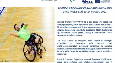 GROTTAGLIE 2020 -  TORNEO NAZIONALE PARABADMINTON GROTTAGLIE