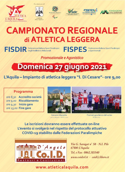 Atletica leggera: a L’Aquila preparativi per i Campionati Regionali FIS...